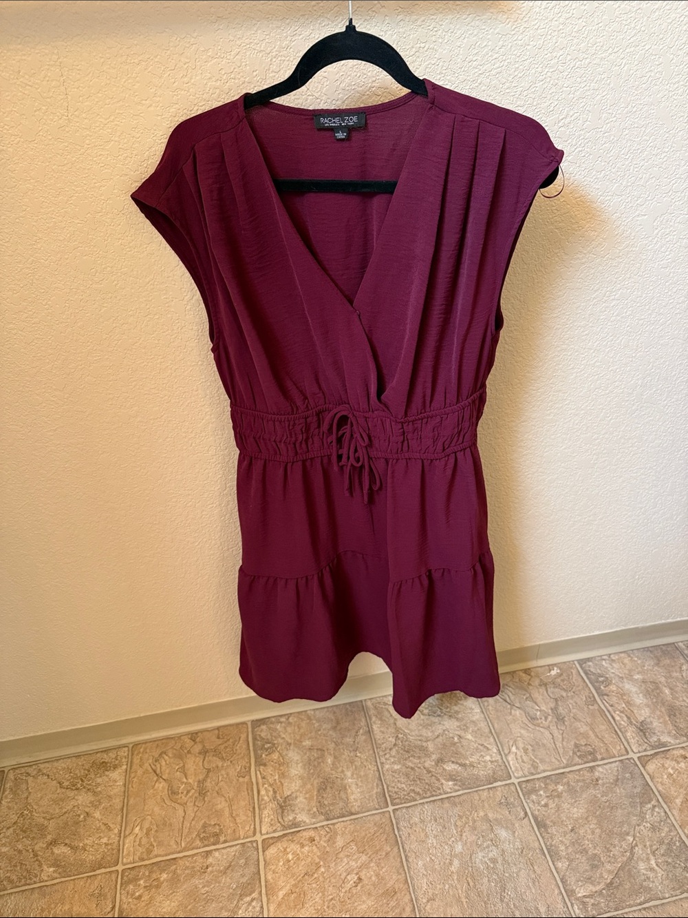 Rachel Zoe Burgundy Surplice Drawstring Waist Deess